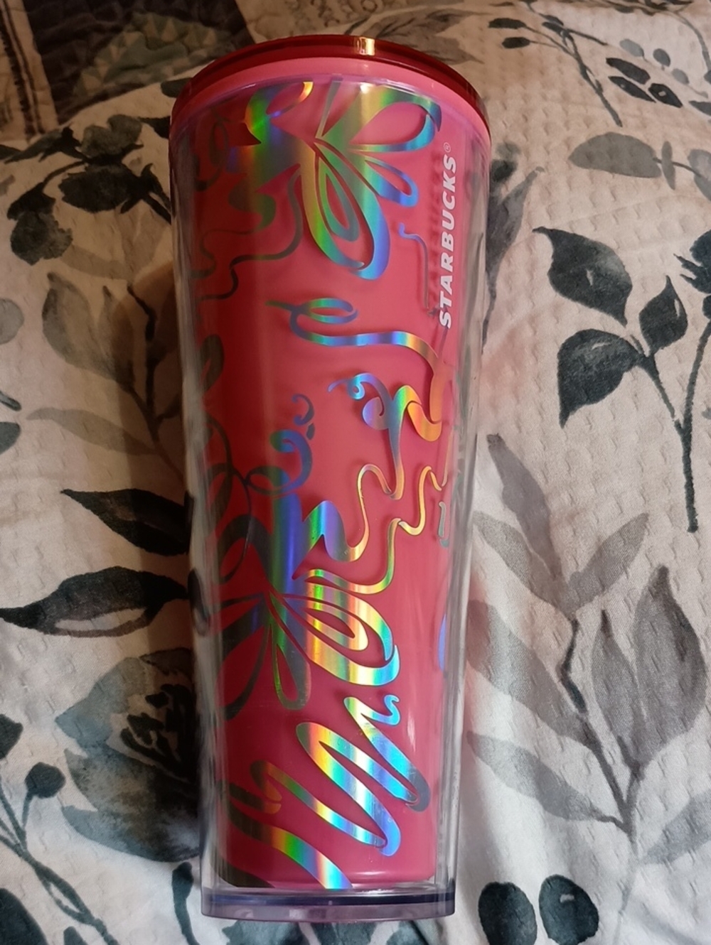 Starbucks Pink Iridescent Ribbon Tumbler